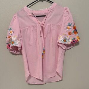 Embroidered Pink Blouse